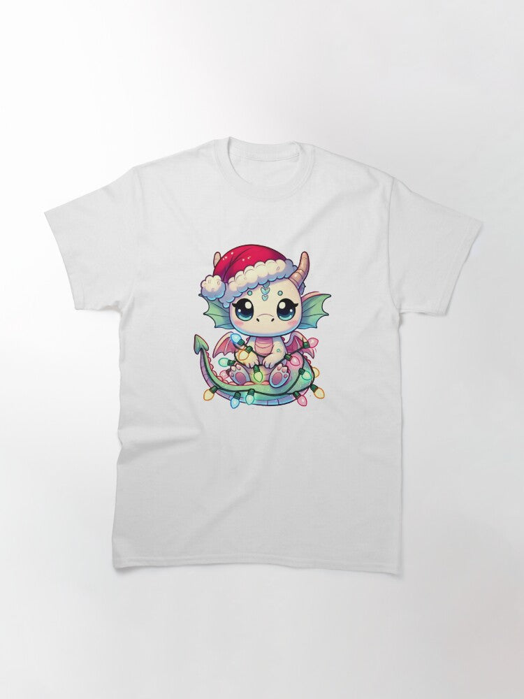 Festive Christmas Dragon with Santa Hat Classic T-Shirt