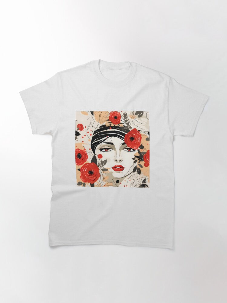 Female face with flowers Classic T-Shirt