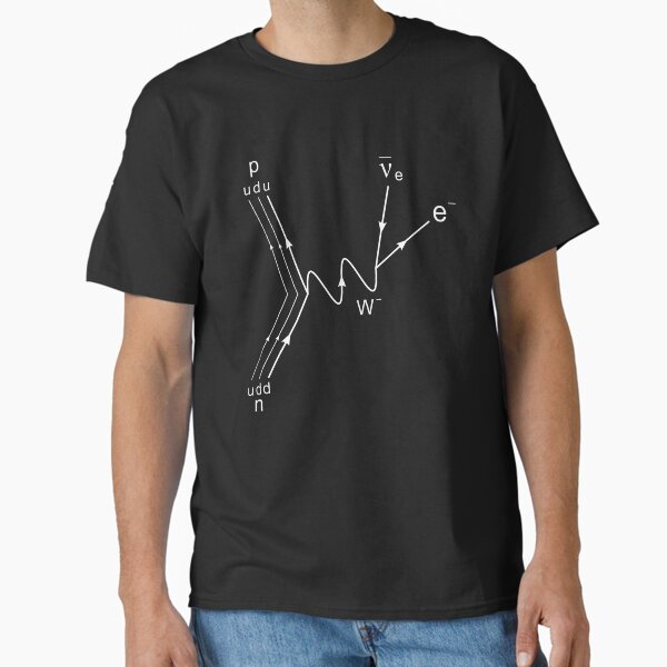 Feynman diagram, proton neutron scattering dark version Classic T-Shirt