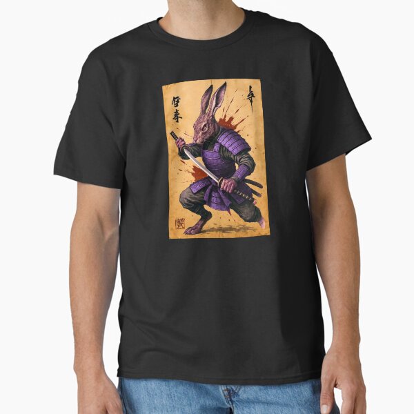 Fierce Hare Samurai - Rabbit Warrior - Japanese Ink Style Classic T-Shirt