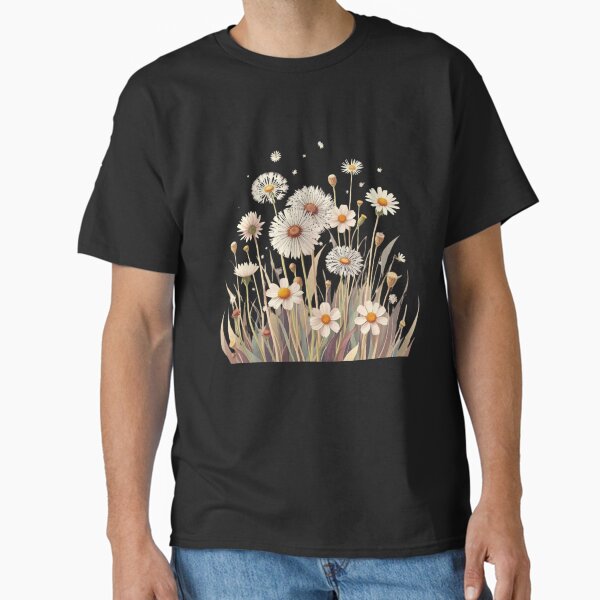 "Wildflowers Meadow - Daisies and Dandelions Botanical Illustration for Prints, Cards & Home Decor" Classic T-Shirt