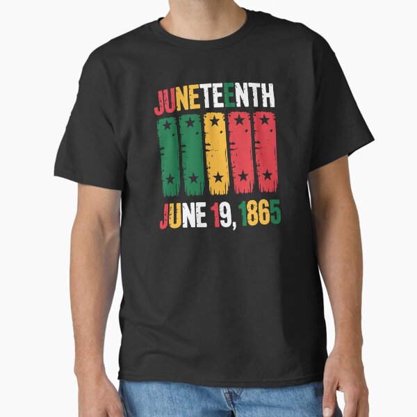 Juneteenth 1865 Flag Shirt, Rustic Pan-African Brush Design, Black Pride Mug, Sticker, Poster, Classic T-Shirt