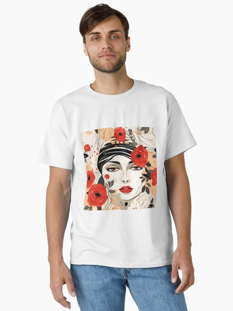 Female face with flowers Classic T-Shirt