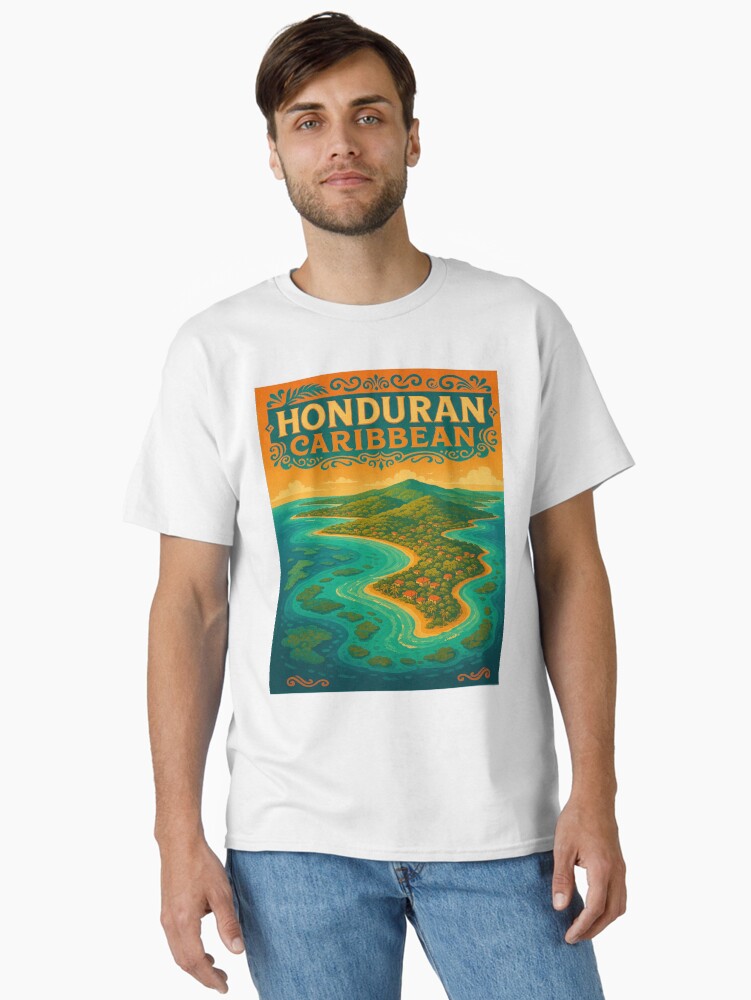 Honduran Caribbean – Tropical Island Retro Travel Poster Classic T-Shirt