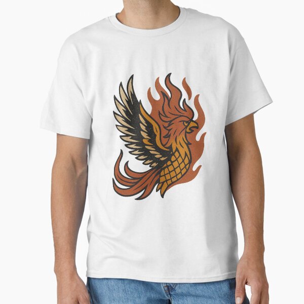Fiery Phoenix Rising with Wings Spread Classic T-Shirt