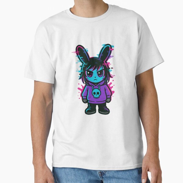 Glitch Bunny Kid – Vaporwave Hoodie Character – Emo Neon Glitchcore Art Classic T-Shirt