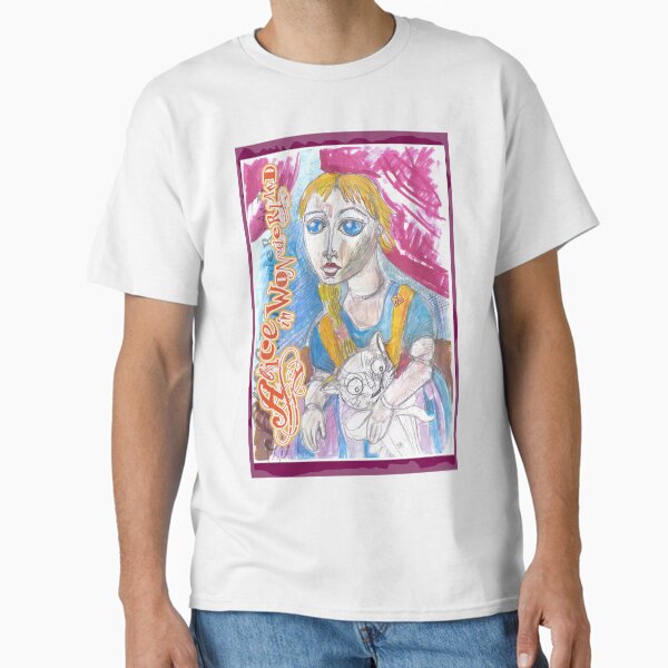 Alice in Wonderland and Cheshire Cat Poster (tempera painting by AliceCCI) Classic T-Shirt