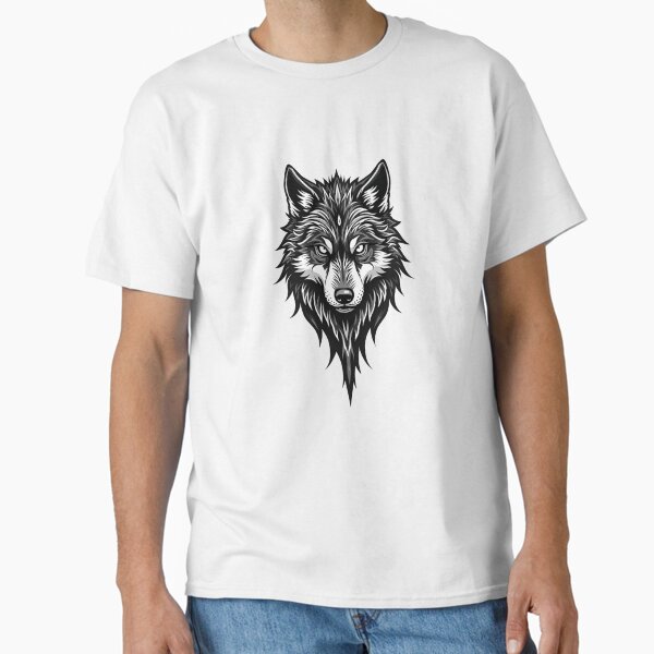 Fierce Wolf Head T-Shirt – Tribal Animal Design for Nature and Wildlife Lovers Classic T-Shirt