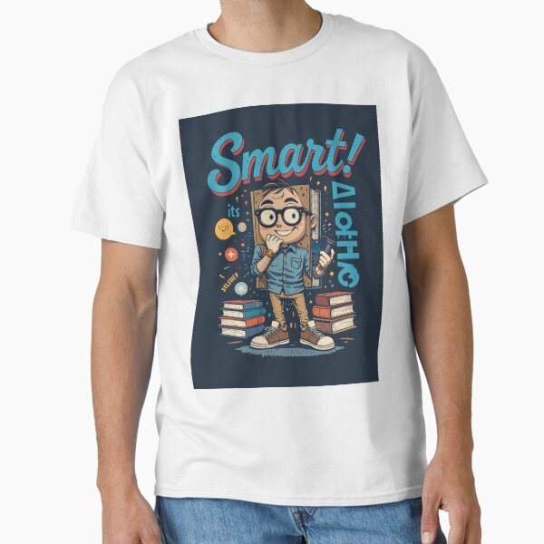 "Smart Kid Cartoon Graphic Tee – Book Lover Edition" Classic T-Shirt