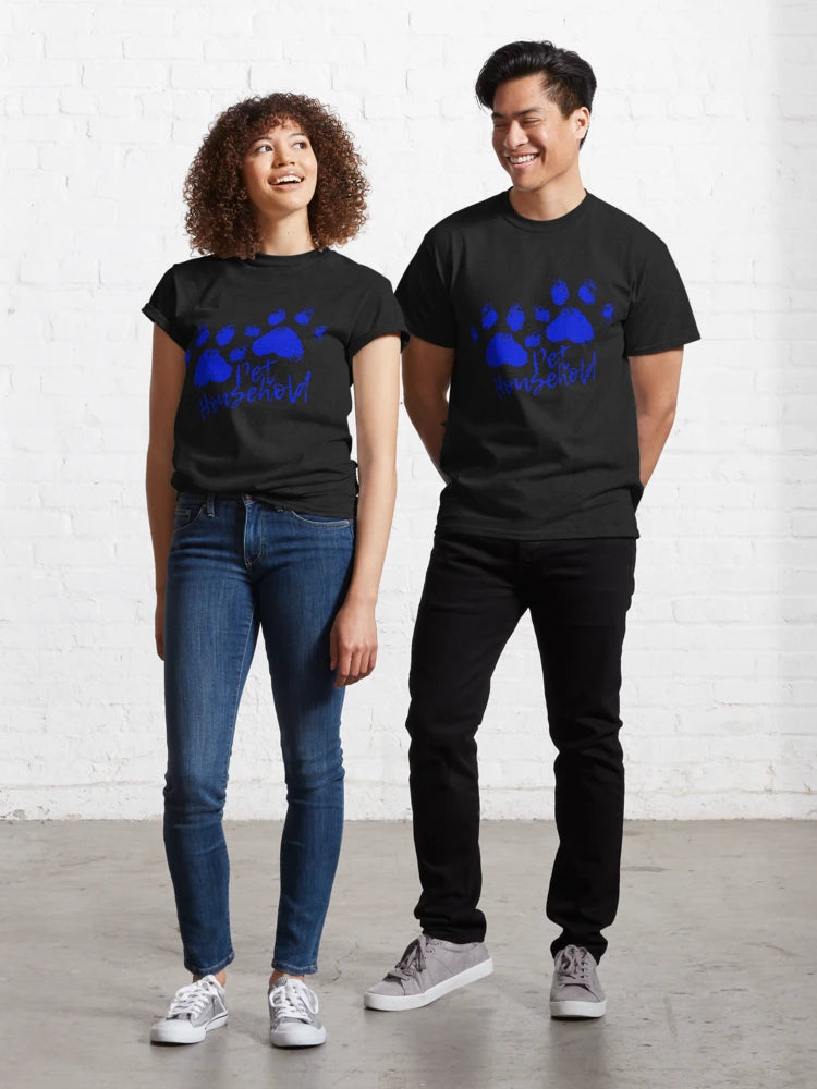 "Pet Household" Pawprint Grunge (Blue) Classic T-Shirt