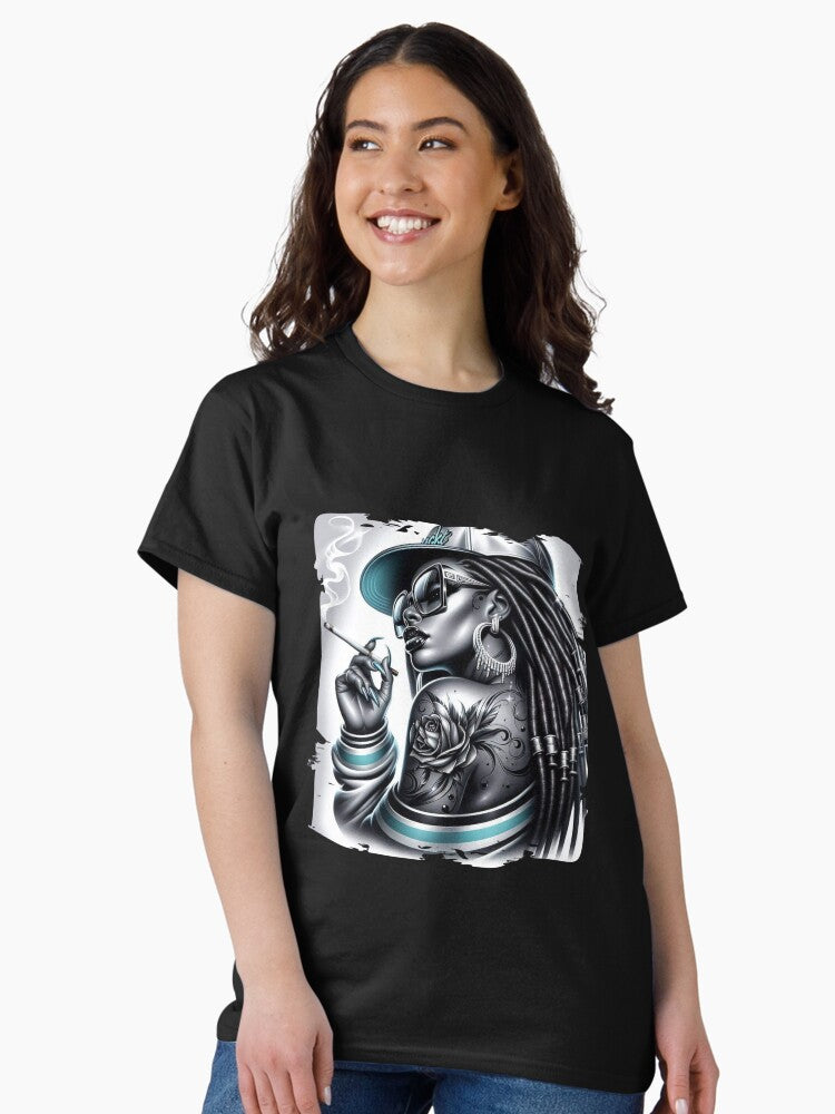 Female Rapper with Cigarette and Cap Classic T-Shirt