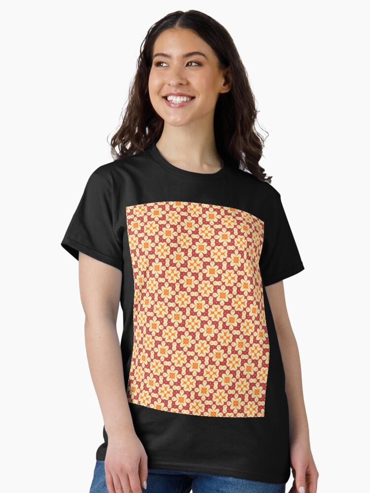 1970's Retro Groovy Flower Shapes - Abstract Geometric Seamless Pattern Classic T-Shirt
