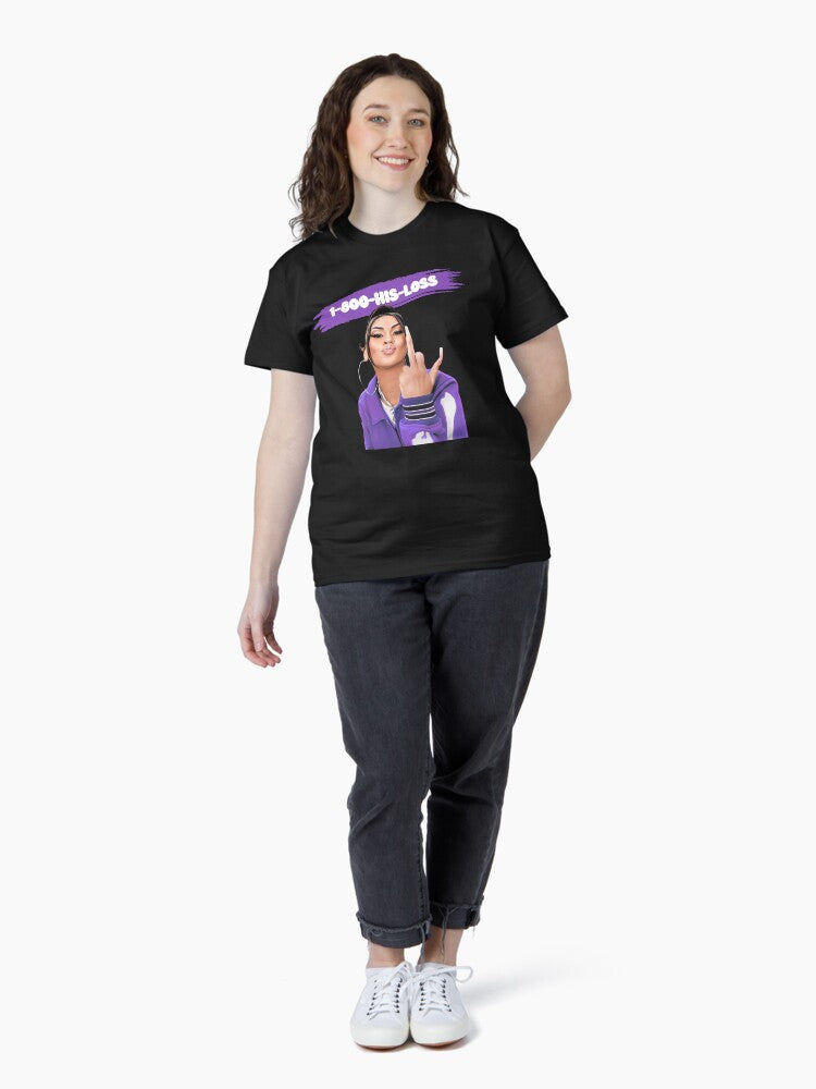 1-800-HIS-LOSS | Middle Finger Girl (GREEN) Classic T-Shirt Style001