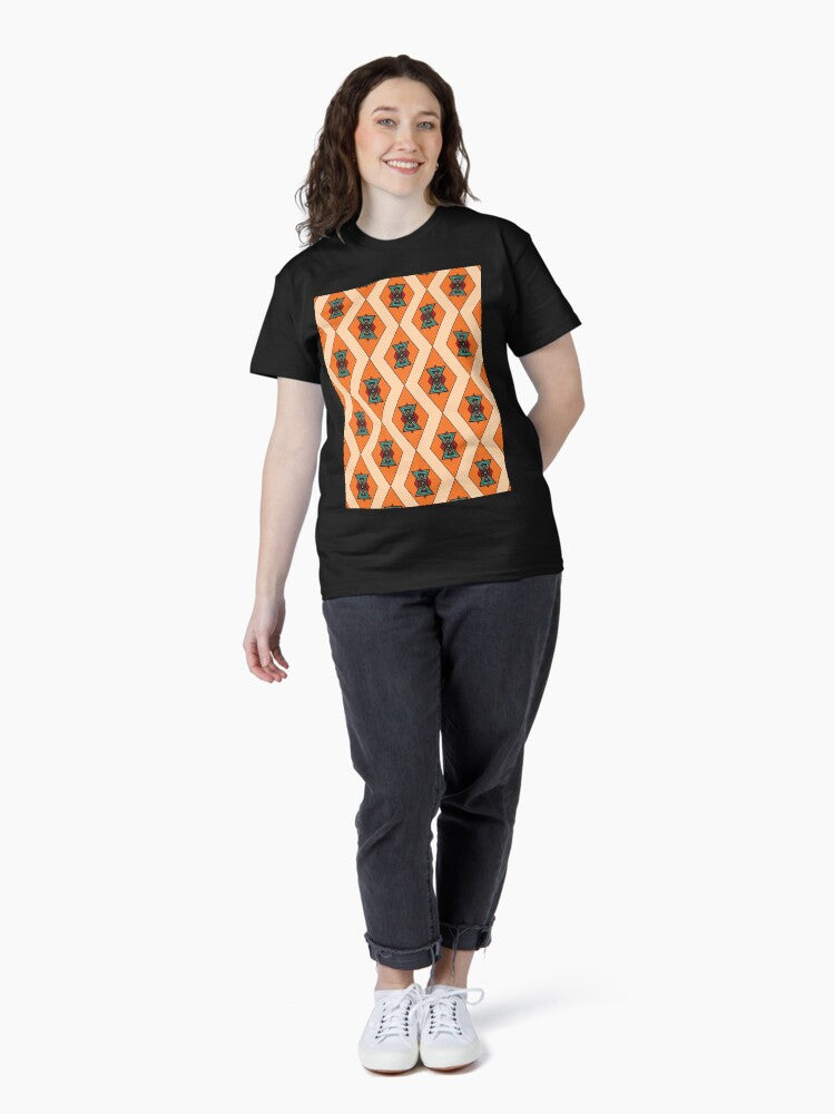1970's Orange Diamonds With Bowties - Abstract Geometric Seamless Pattern Classic T-Shirt