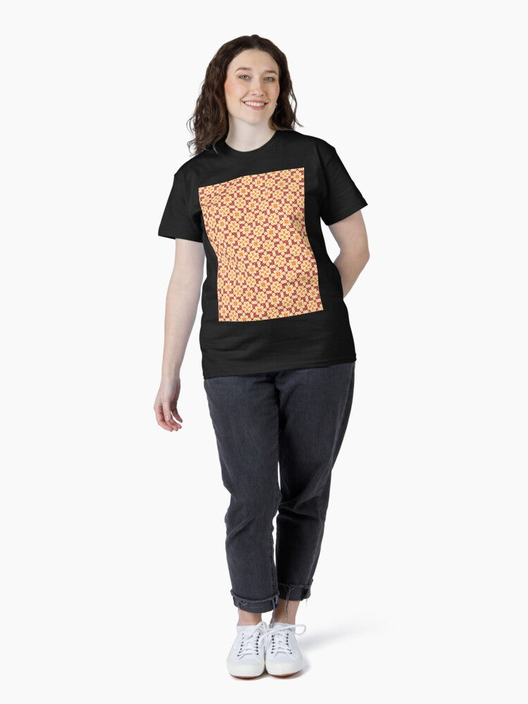 1970's Retro Groovy Flower Shapes - Abstract Geometric Seamless Pattern Classic T-Shirt