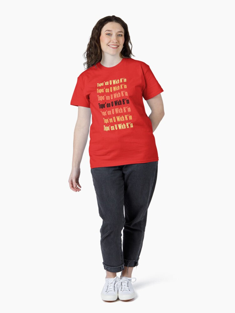 "Solar Eclipse" Repeated in Orange, Yellow, Black: Yucatec Classic T-Shirt