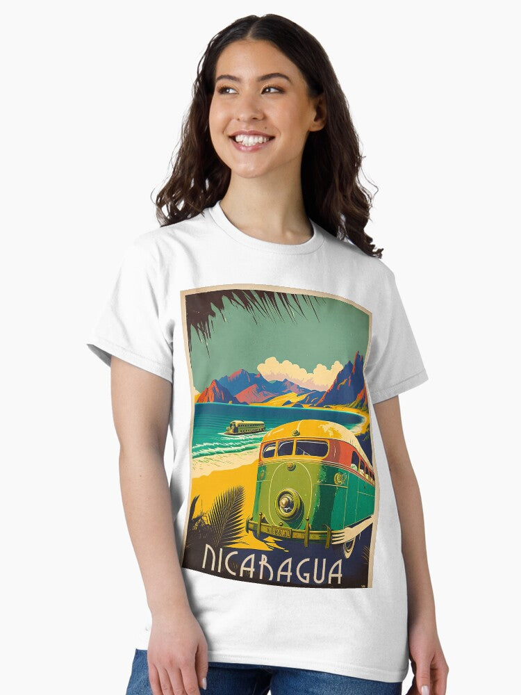 Nicaragua Coastline Vintage Travel Art Poster Classic T-Shirt