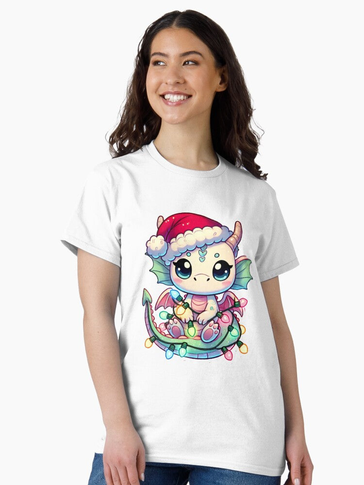 Festive Christmas Dragon with Santa Hat Classic T-Shirt