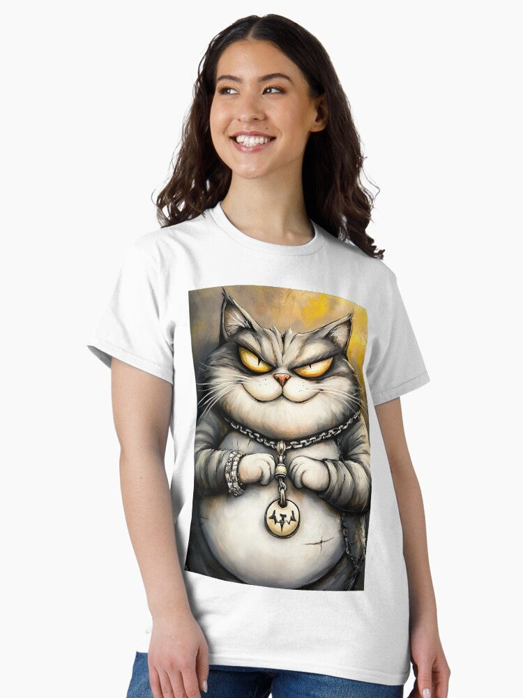 Trendy Cat Wearing Hoodie and Gold Chain Classic T-Shirt Style001