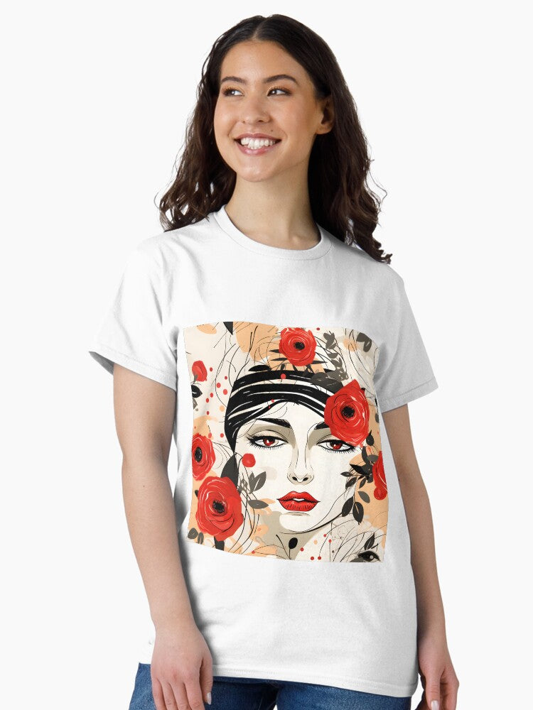 Female face with flowers Classic T-Shirt