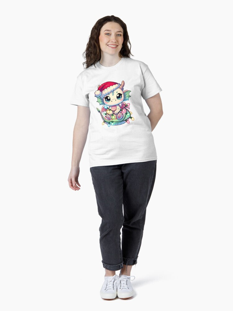 Festive Christmas Dragon with Santa Hat Classic T-Shirt