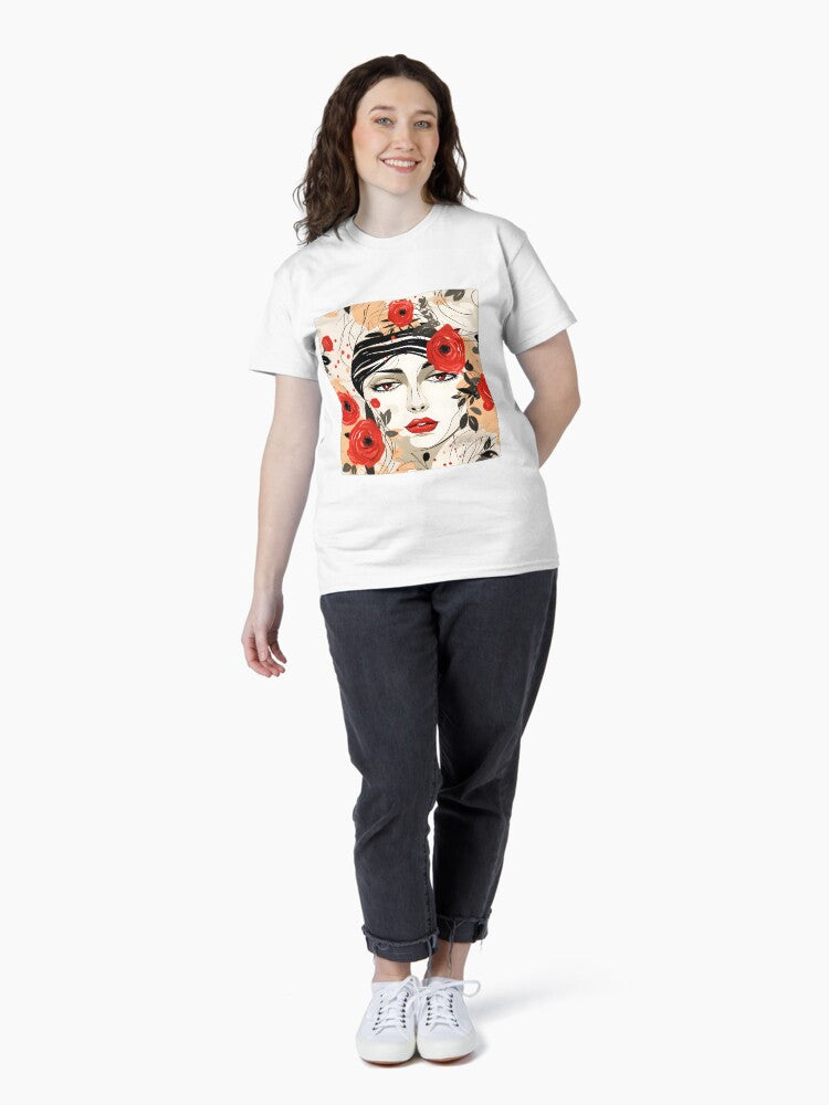 Female face with flowers Classic T-Shirt