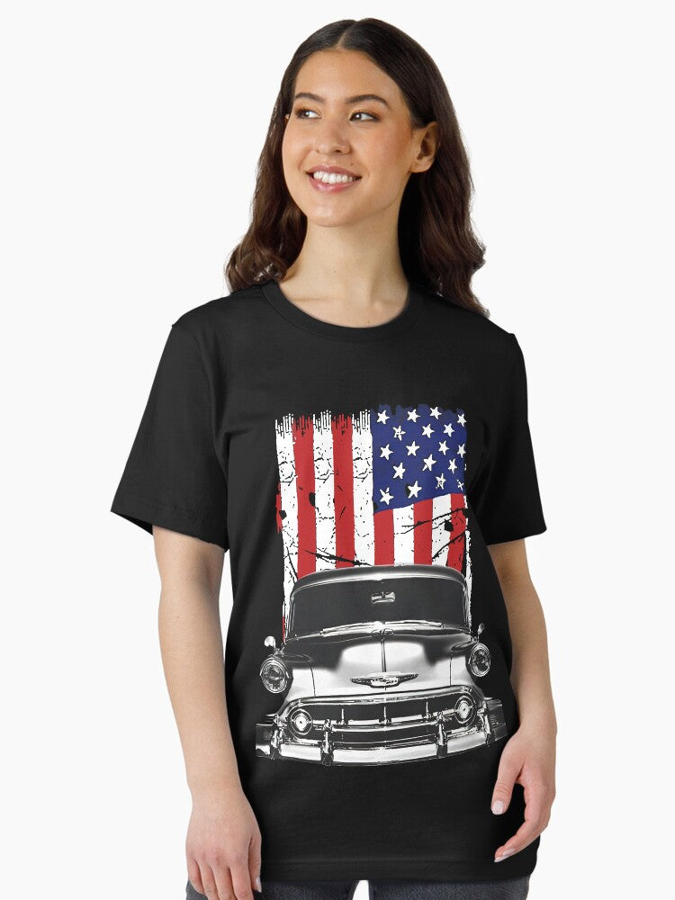 1953 Chevy 210 Front Grill View with Us Flag Essential T-Shirt