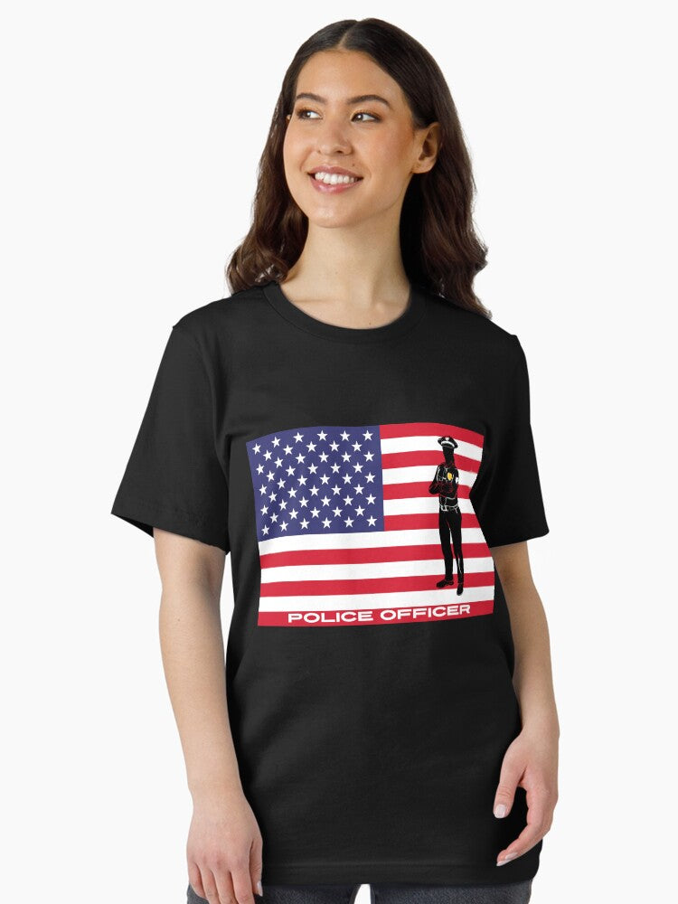 Female Police Officer Patriotic US American Flag Essential T-Shirt