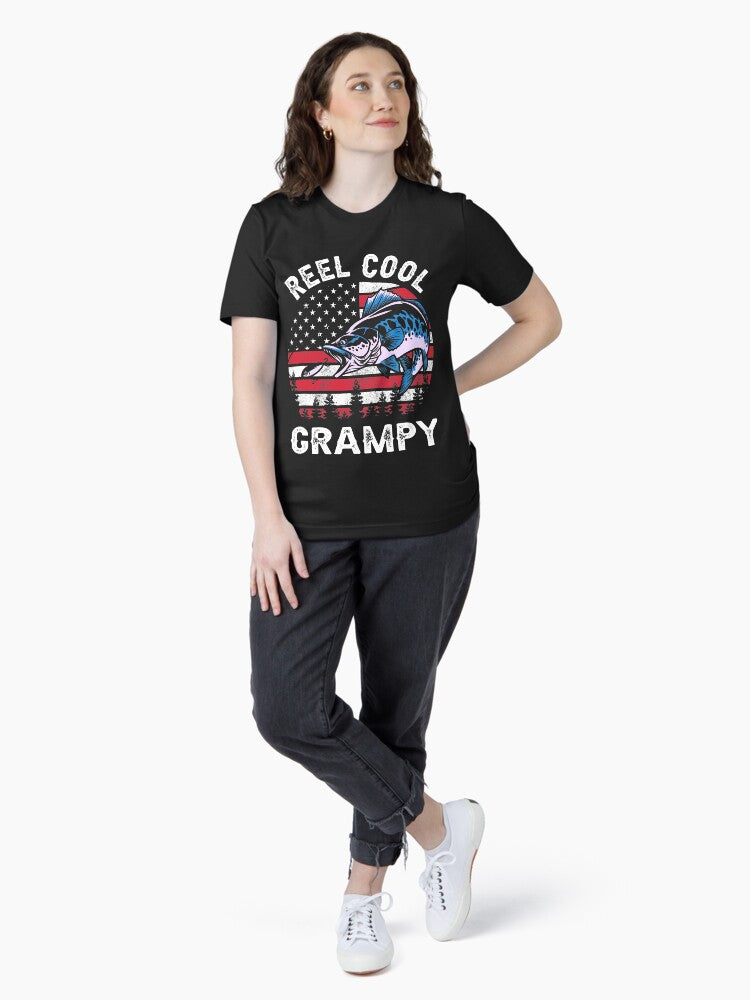 Fathers Day Us Flag Vintage Reel Cool Grampy Fishing T-Shirt Essential T-Shirt