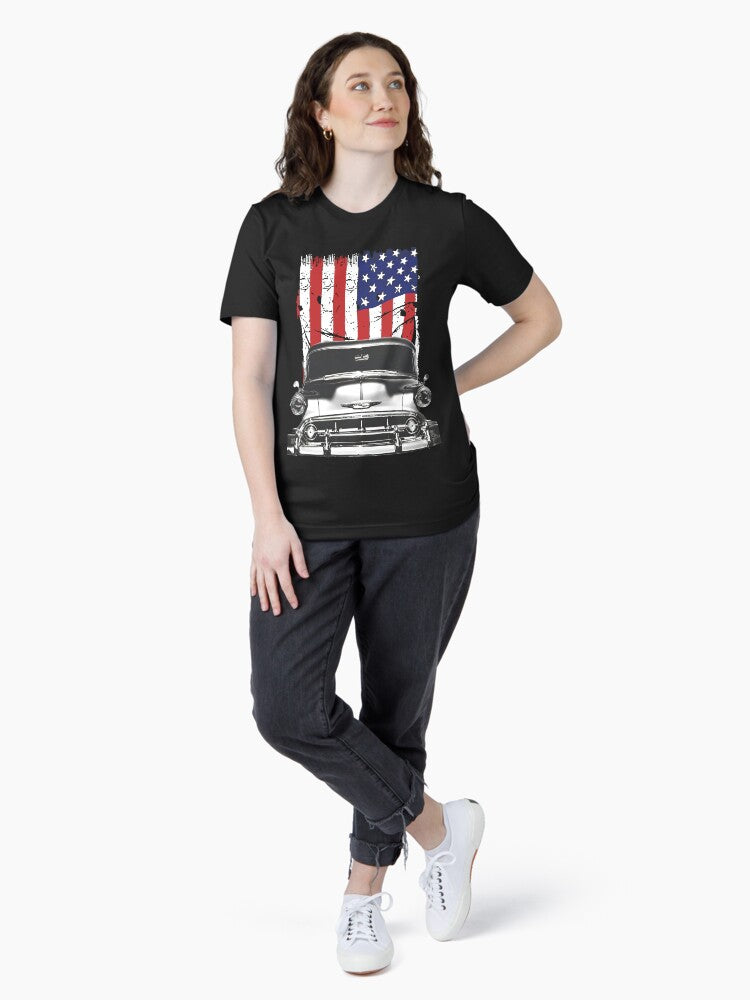 1953 Chevy 210 Front Grill View with Us Flag Essential T-Shirt