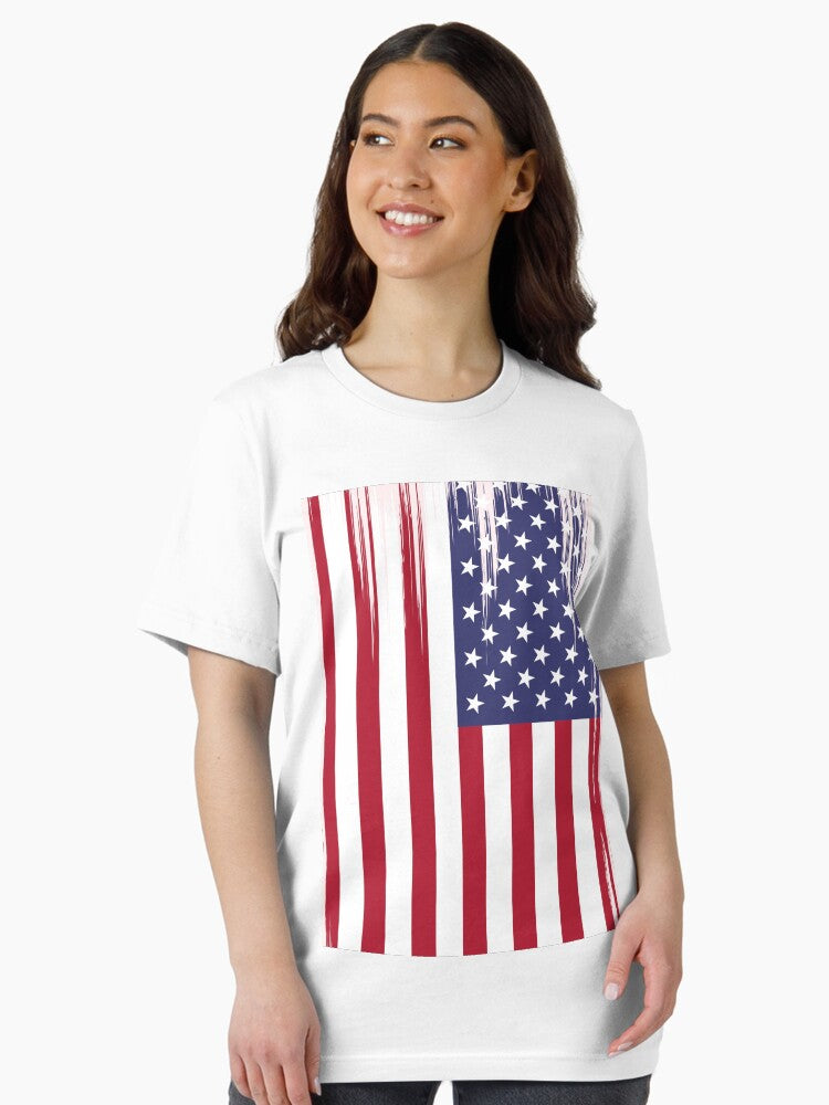 US Flag Watercolor Brush Art Print Poster 4th of July America, Stars and Stripes American Flag Wall Art Essential T-Shirt
