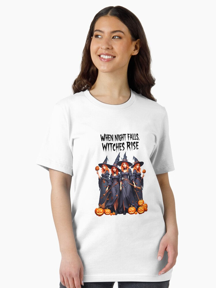 When Night Falls, Witches Rise - Spooky Design for Lovers - Black and Orange - For T-Shirt, Hoodie, Mug and More Essential T-Shirt
