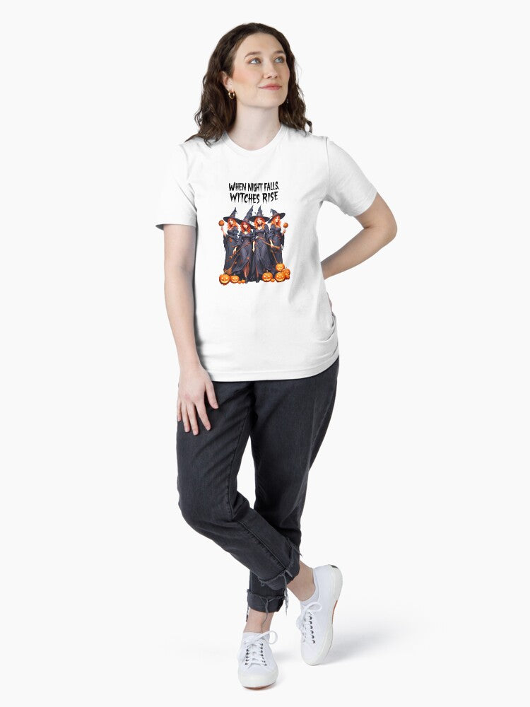 When Night Falls, Witches Rise - Spooky Design for Lovers - Black and Orange - For T-Shirt, Hoodie, Mug and More Essential T-Shirt