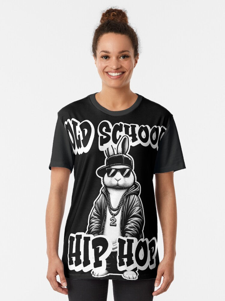 "Retro Rabbit Beats" Old-School Hip Hop Graphic T-Shirt