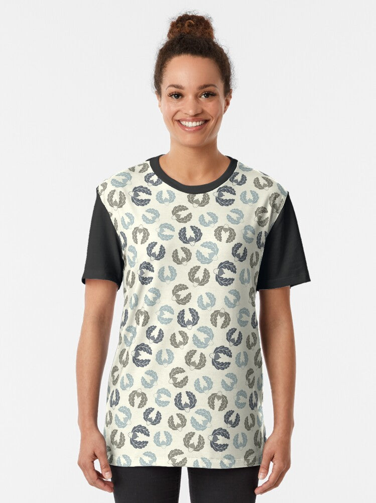 February 19th Birth Flower Oak Pattern Graphic T-Shirt