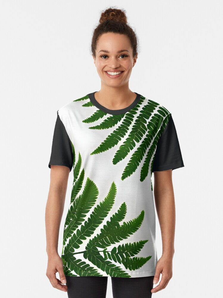 Fern Leaves on White Graphic T-Shirt