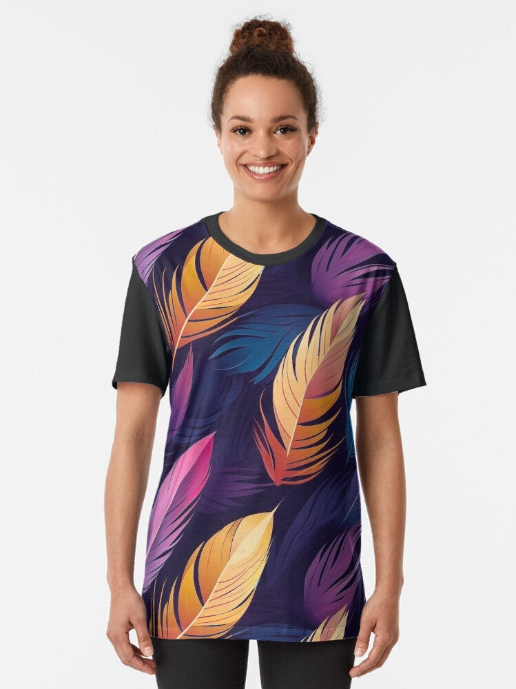 Feather Pattern Graphic T-Shirt