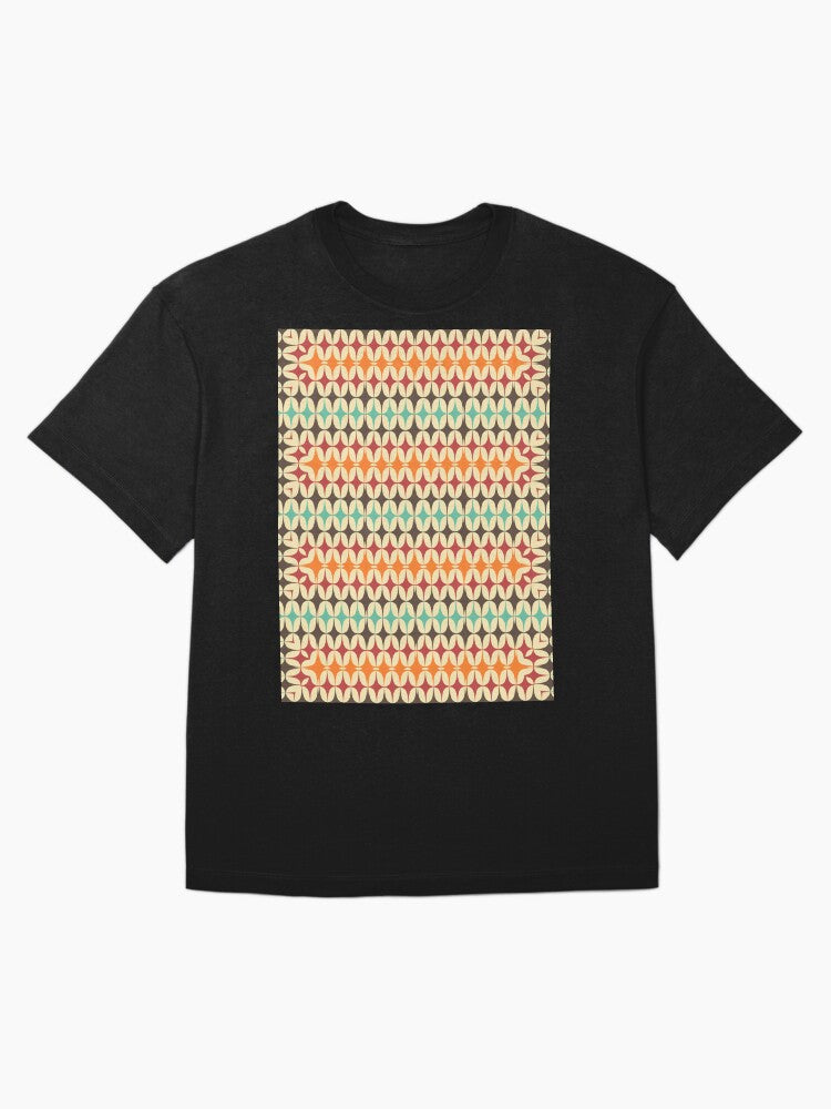 1970's Retro Groovy Shapes 5 - Abstract Geometric Seamless Pattern Oversized T-Shirt