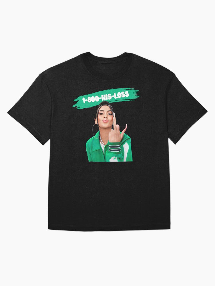1-800-HIS-LOSS | Middle Finger Girl (GREEN) Oversized T-Shirt Style001