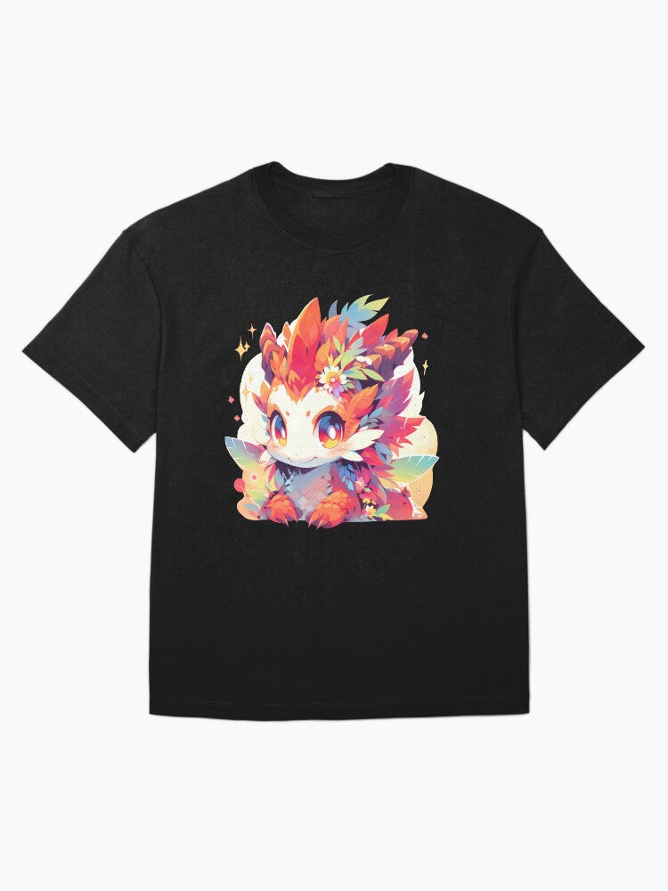 00332 kawaii fire dragon unicorn Oversized T-Shirt