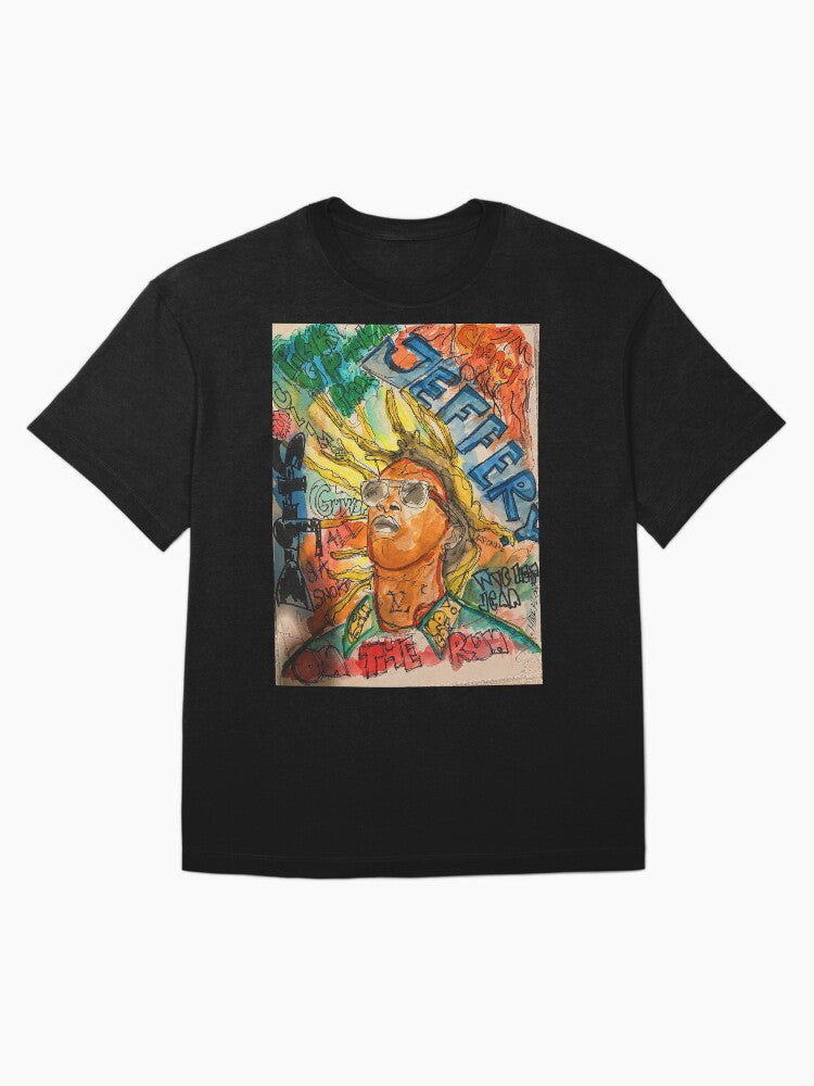 jeffery,cool,poster,rapper,rap,music,art,wall art,poster,lyrics,dope,street art,graffiti, Oversized T-Shirt