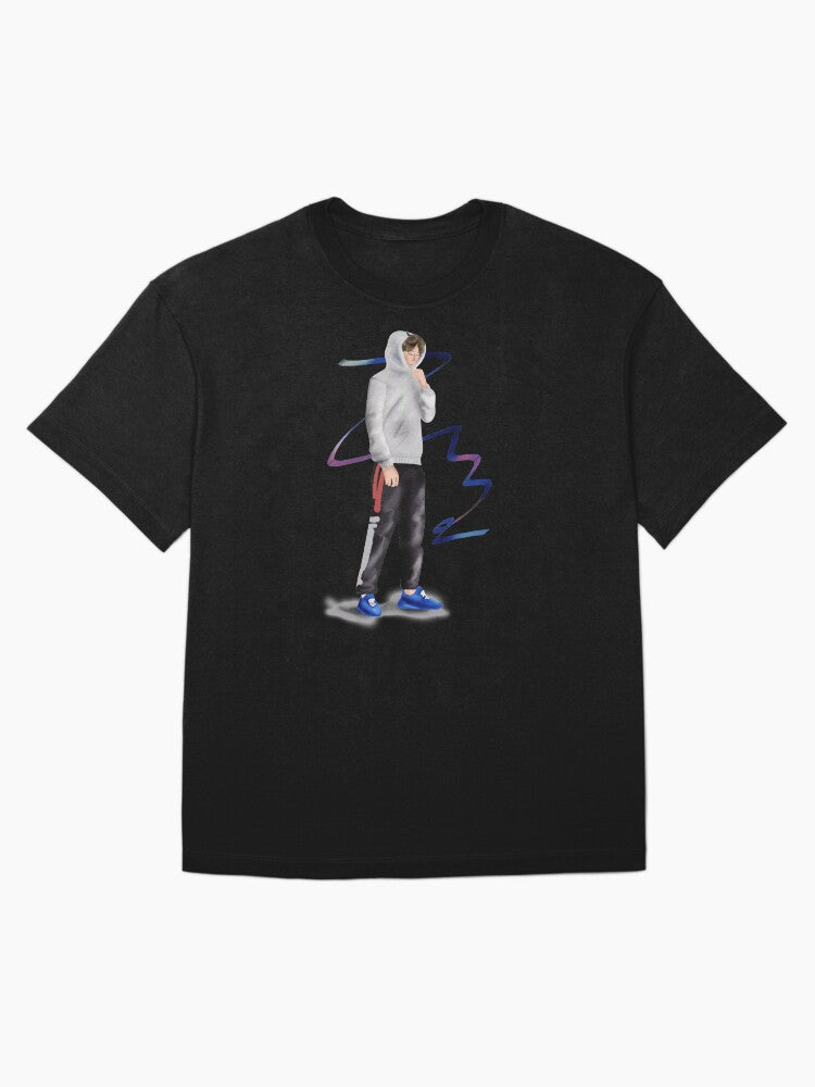 Handsome man walks in a grey hoodie, professional hip hop dancer's cool design. Wonderful cartoon character design for cool peoples Oversized T-Shirt