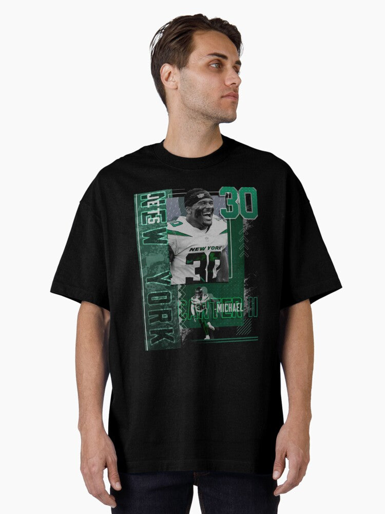 Michael Carter II Football Paper Poster Jets 2 Oversized T-Shirt
