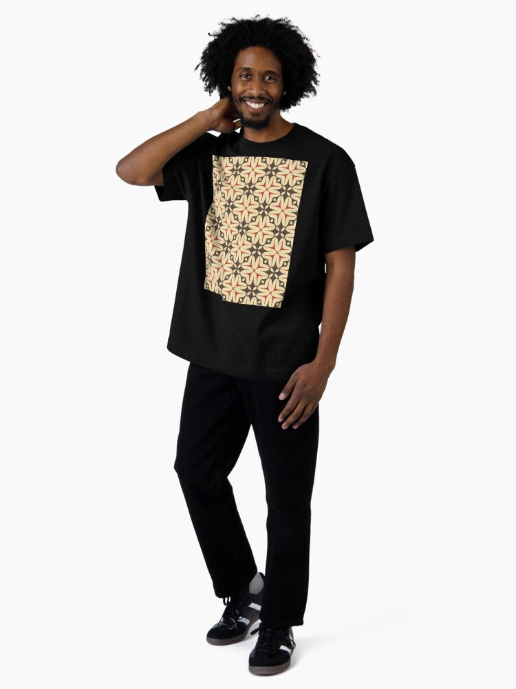 1970's Retro Groovy Shapes 2 - Abstract Geometric Seamless Pattern Oversized T-Shirt