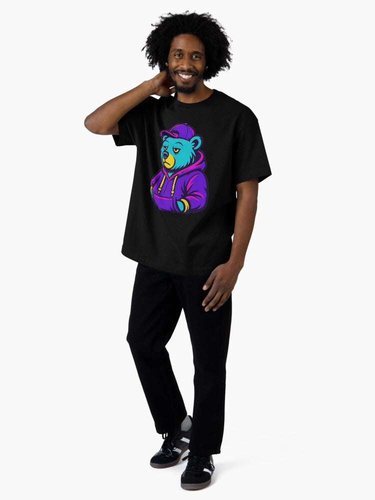 Cool Streetwear Bear Sticker - Neon Hoodie Urban Style Oversized T-Shirt