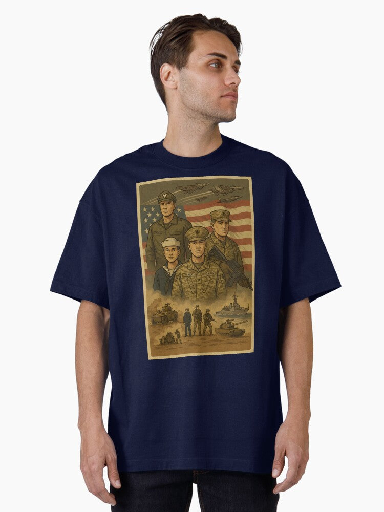 Tribute to American Soldiers - Vintage Poster Oversized T-Shirt