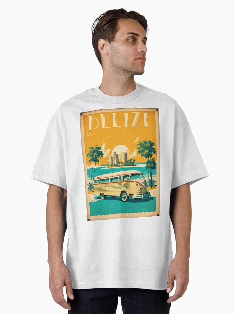 Belize Vintage Travel Art Poster Oversized T-Shirt
