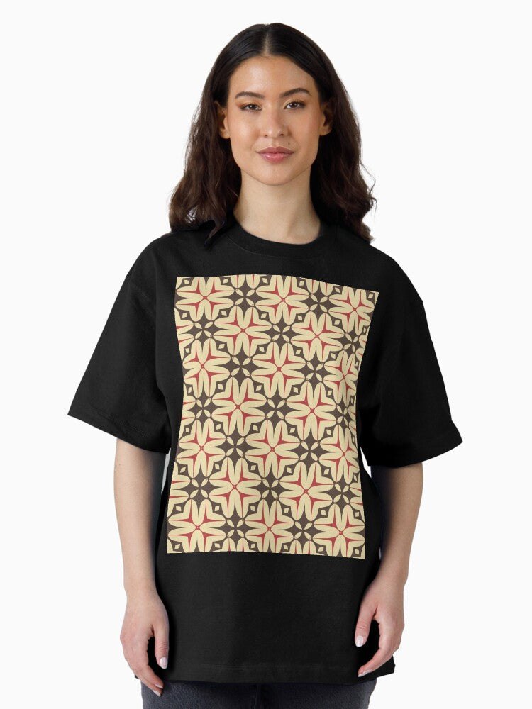 1970's Retro Groovy Shapes 2 - Abstract Geometric Seamless Pattern Oversized T-Shirt