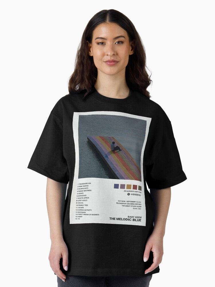 The Melodic Blue Alternative Musician Poster Oversized T-Shirt