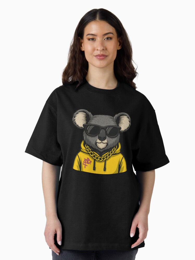 Koala Drip – Urban Swag Koala in Yellow Hoodie Oversized T-Shirt